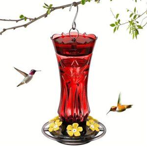 Hummingbird Feeder Durable Plastic Material Hanging Cleans Easily NEW